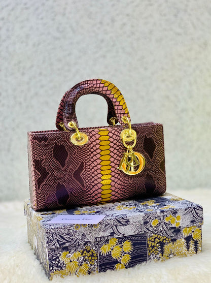 New Design Dior Brand Official Model Women Bag – With Dust Bag & Box (Maroon/Mustard)