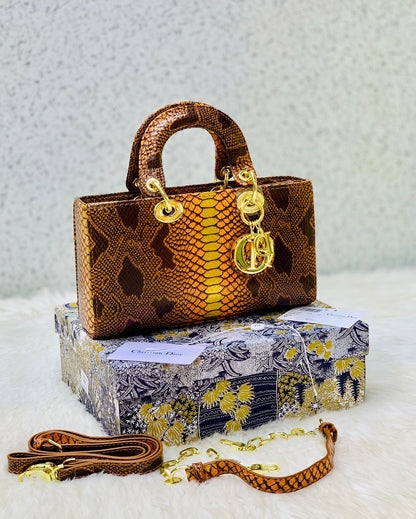 New Design Dior Brand Official Model Women Bag – With Dust Bag & Box (Orange/Brown)