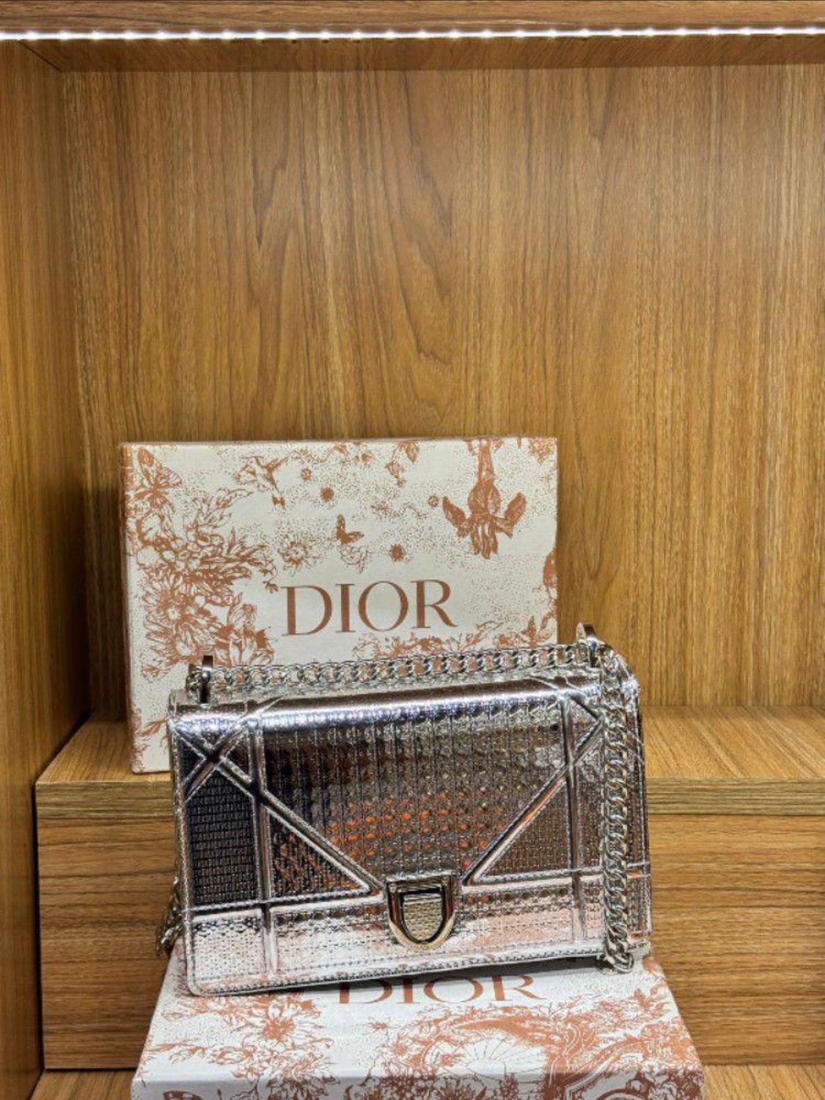 DIOR Mini Women Bag – AAA Premium Copy with Brand Box & Dust Bag (Silver)