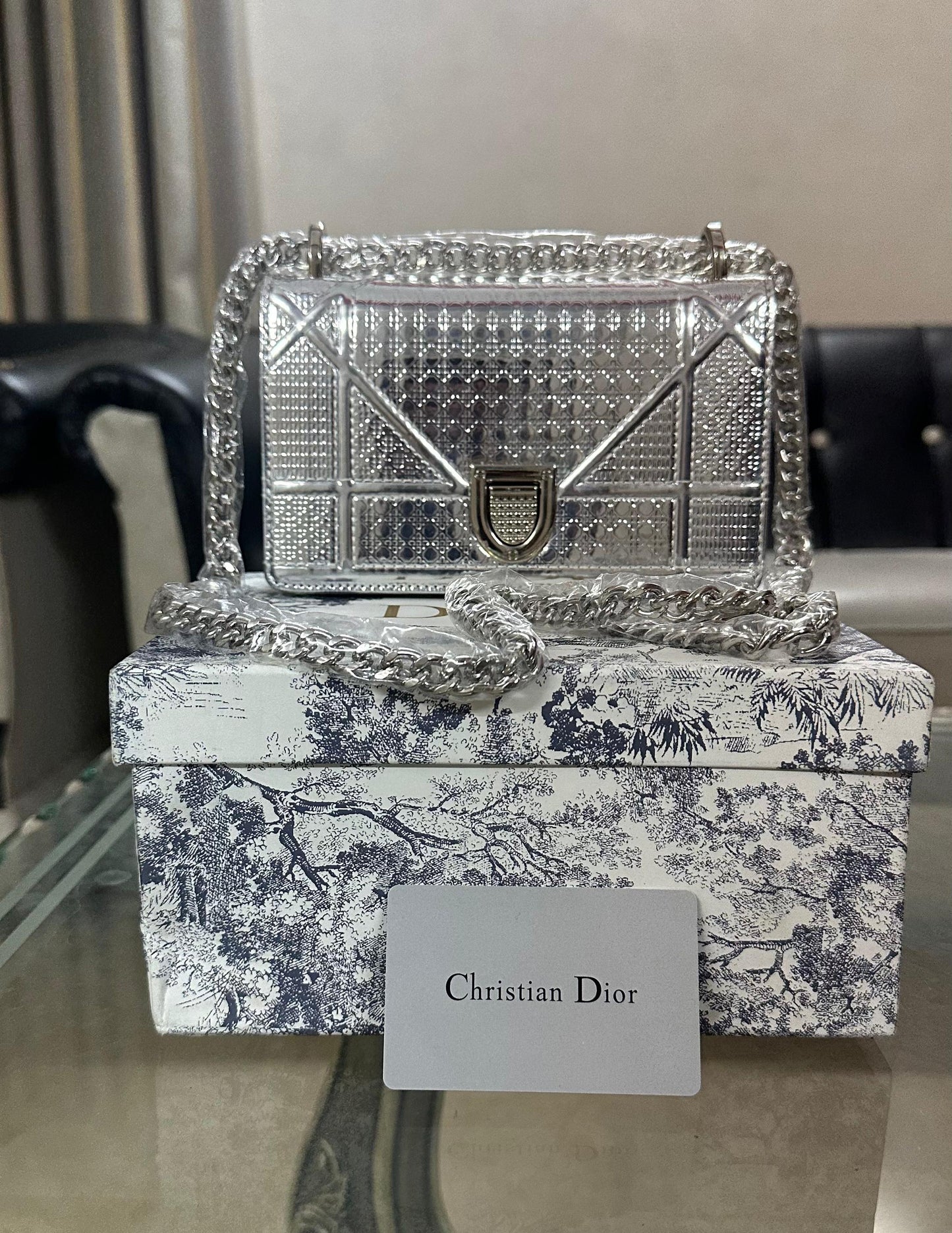 DIOR Mini Women Bag – AAA Premium Copy with Brand Box & Dust Bag (Silver)