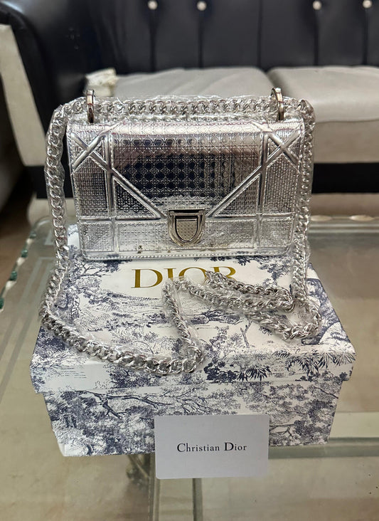 DIOR Mini Women Bag – AAA Premium Copy with Brand Box & Dust Bag (Silver)