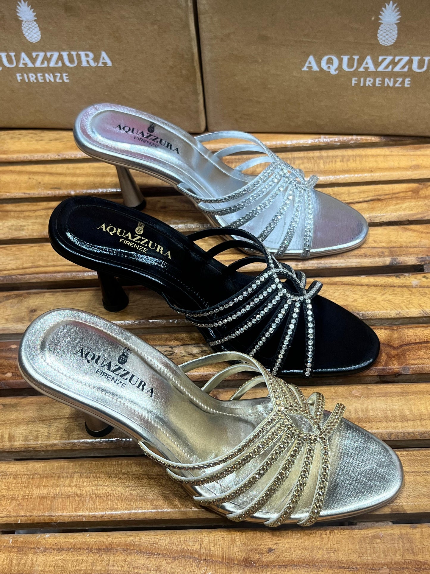 New Arrival !! Aquazzura Embroidery Women Heels – With Brand Box (Black)