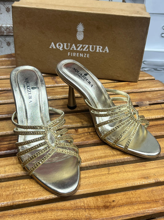 New Arrival !! Aquazzura Embroidery Women Heels – With Brand Box (Gold)