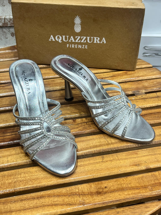 New Arrival !! Aquazzura Embroidery Women Heels – With Brand Box (Silver)