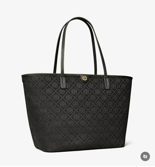 Tory Burch Monogram Zip Tote Women Bag with Pouch – Official Model 2025(Black)