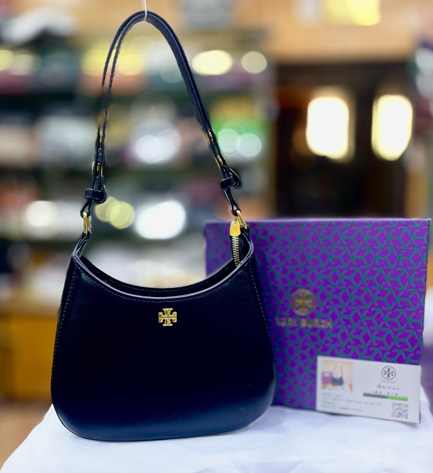 Tory Burch Emerson Shoulder Women Bag – Black with Gold-Tone Hardware