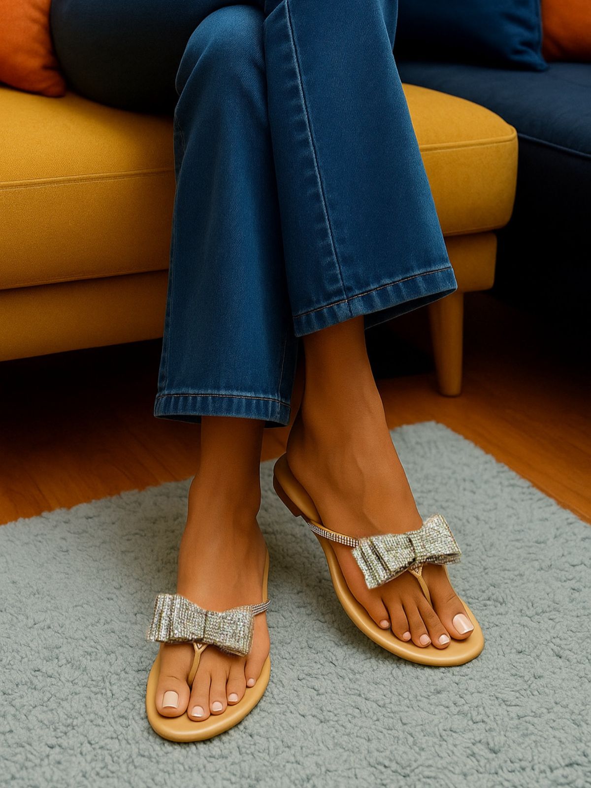 New Arrival – Jimmy Choo Tie Flat Women Slippers with Brand Box