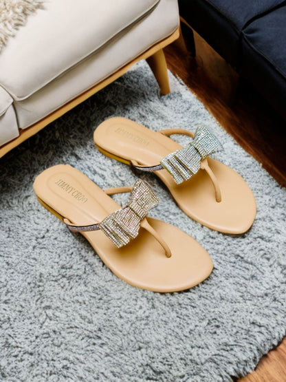 New Arrival – Jimmy Choo Tie Flat Women Slippers with Brand Box