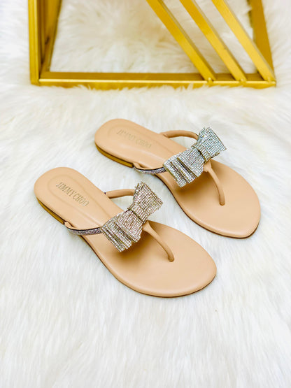 New Arrival – Jimmy Choo Tie Flat Women Slippers with Brand Box