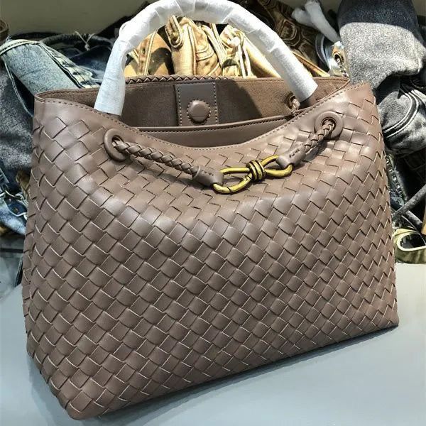 Bottega Veneta Andiamo Women Bag – Intrecciato Leather Top Handle & Crossbody(Grey)
