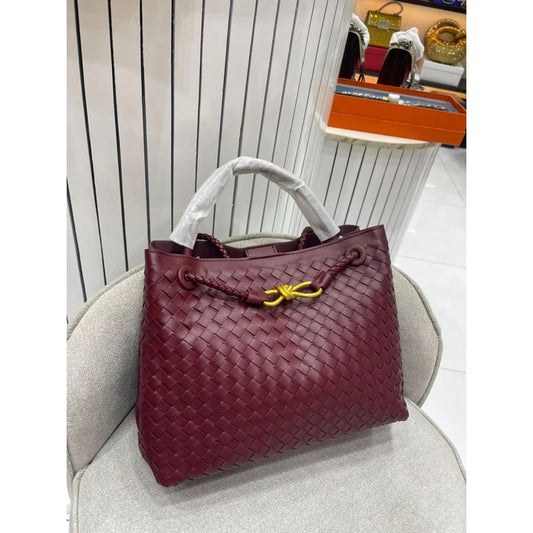Bottega Veneta Andiamo Women Bag – Intrecciato Leather Top Handle & Crossbody(Maroon)