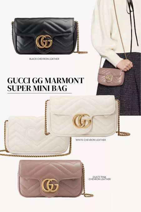 Gucci GG Marmont Mini Bag – Black Matelassé Chevron Leather(Pink)