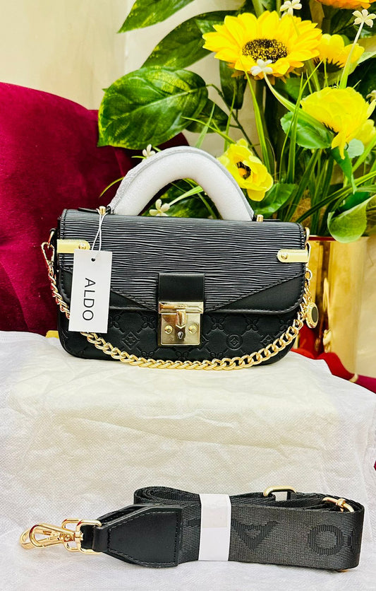 ALDO Official Model Handbag – AAA Quality with Chain & Belt(Black 2)