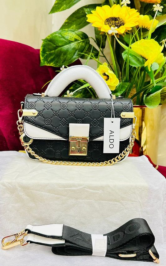 ALDO Official Model Handbag – AAA Quality with Chain & Belt(Black 1)