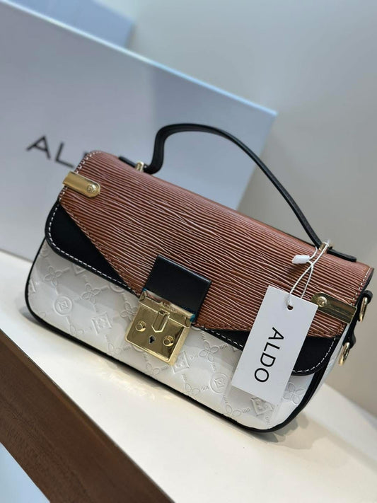 ALDO Official Model Handbag – AAA Quality with Chain & Belt(Brown/White)