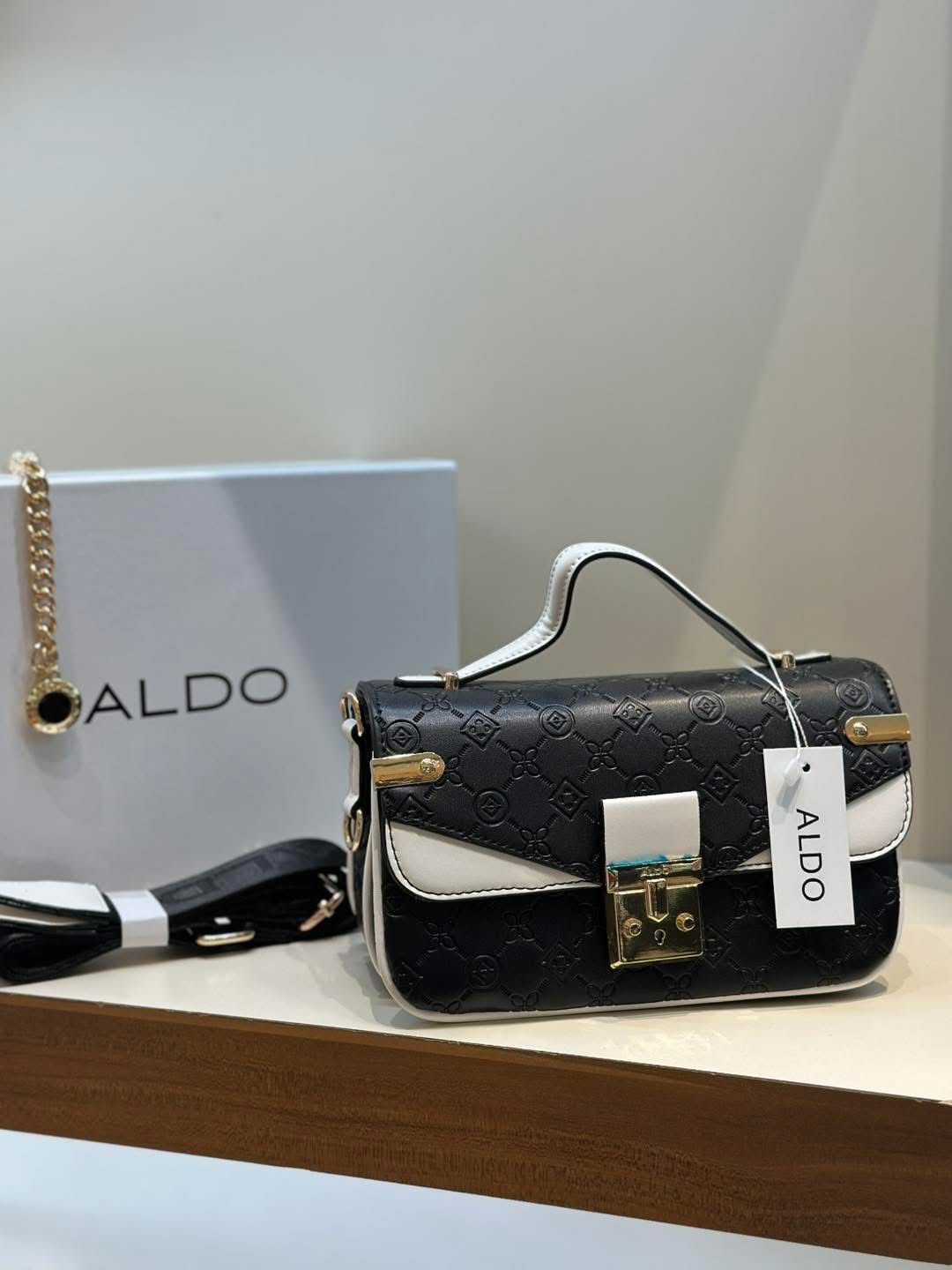 ALDO Official Model Handbag – AAA Quality with Chain & Belt(Black 1)
