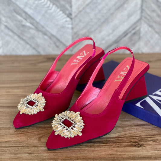 ZARA Triangle Heels – With Brand Box(Pink)