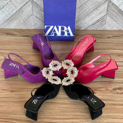 ZARA Triangle Heels – With Brand Box(Pink)