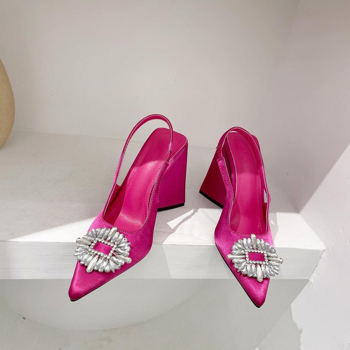 ZARA Triangle Heels – With Brand Box(Pink)