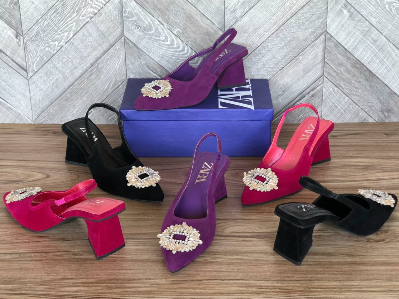 ZARA Triangle Heels – With Brand Box(Pink)