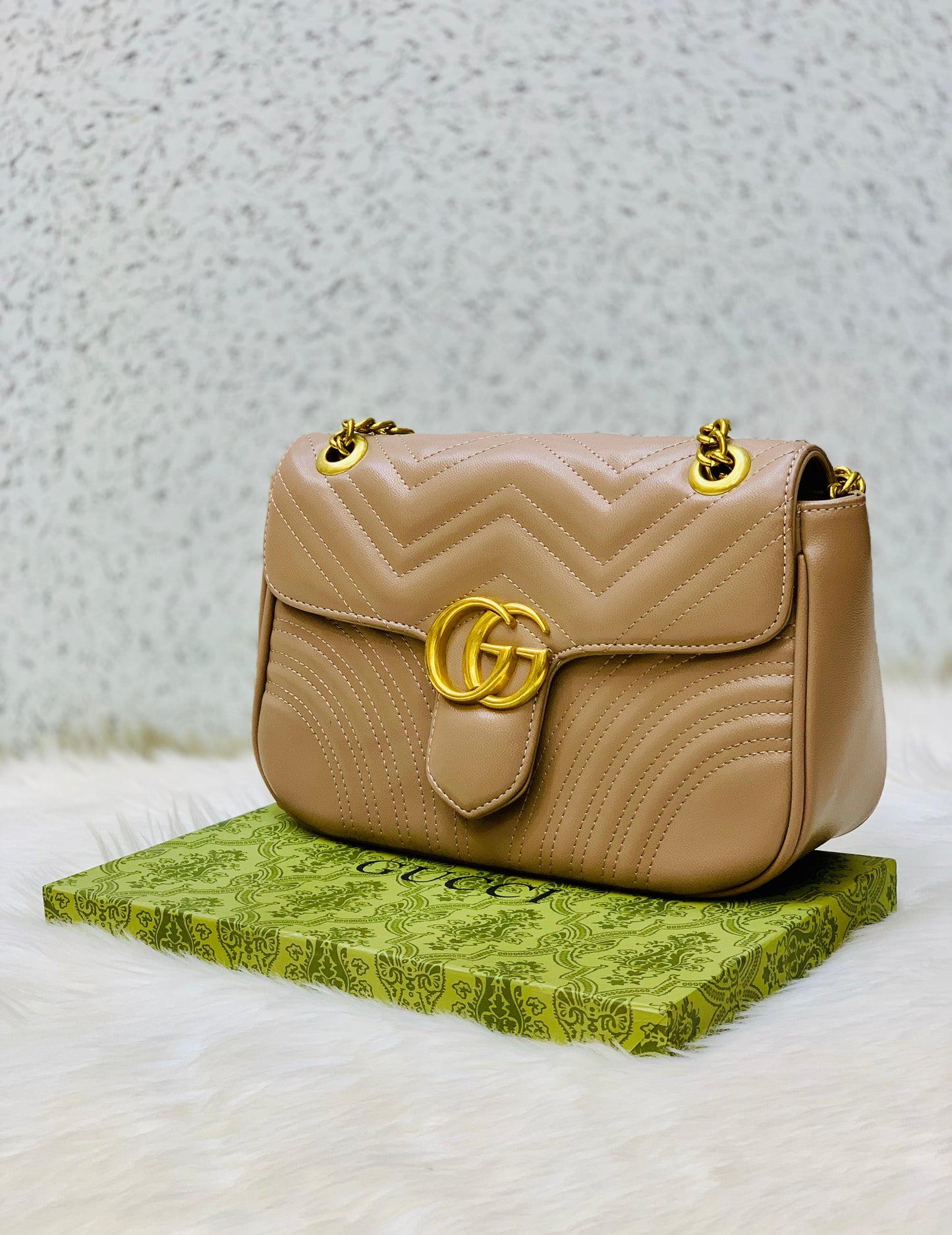 GUCCI Marmont – Official Model | Premium Quality with Dust Bag & Box(Beige)