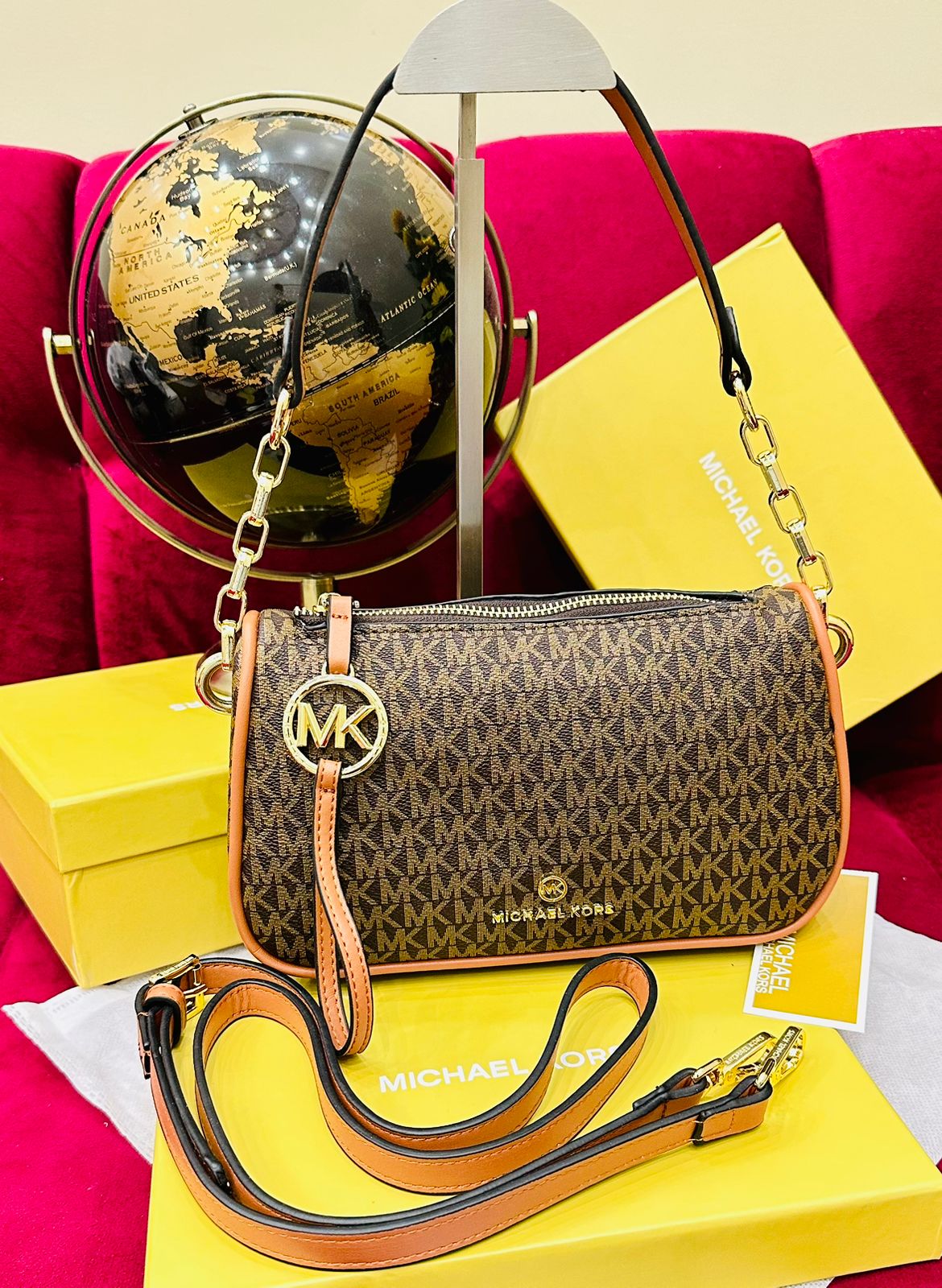 Michael Kors – AAA Quality | Embossed Branding | With Brand Box & Dust Bag(Brown)