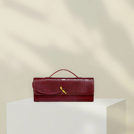 BOTTEGA VENETA – Python Andiamo Women Clutch Bag(Red)