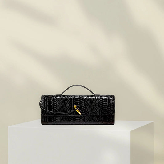 BOTTEGA VENETA – Python Andiamo Women Clutch Bag(Black)