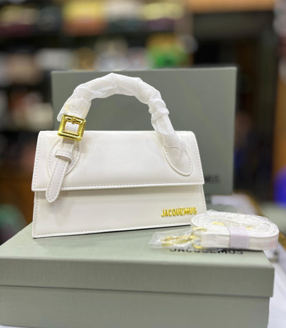 JACQUEMUS – The Long Chiquito Women Bag (With Buckle)(White)