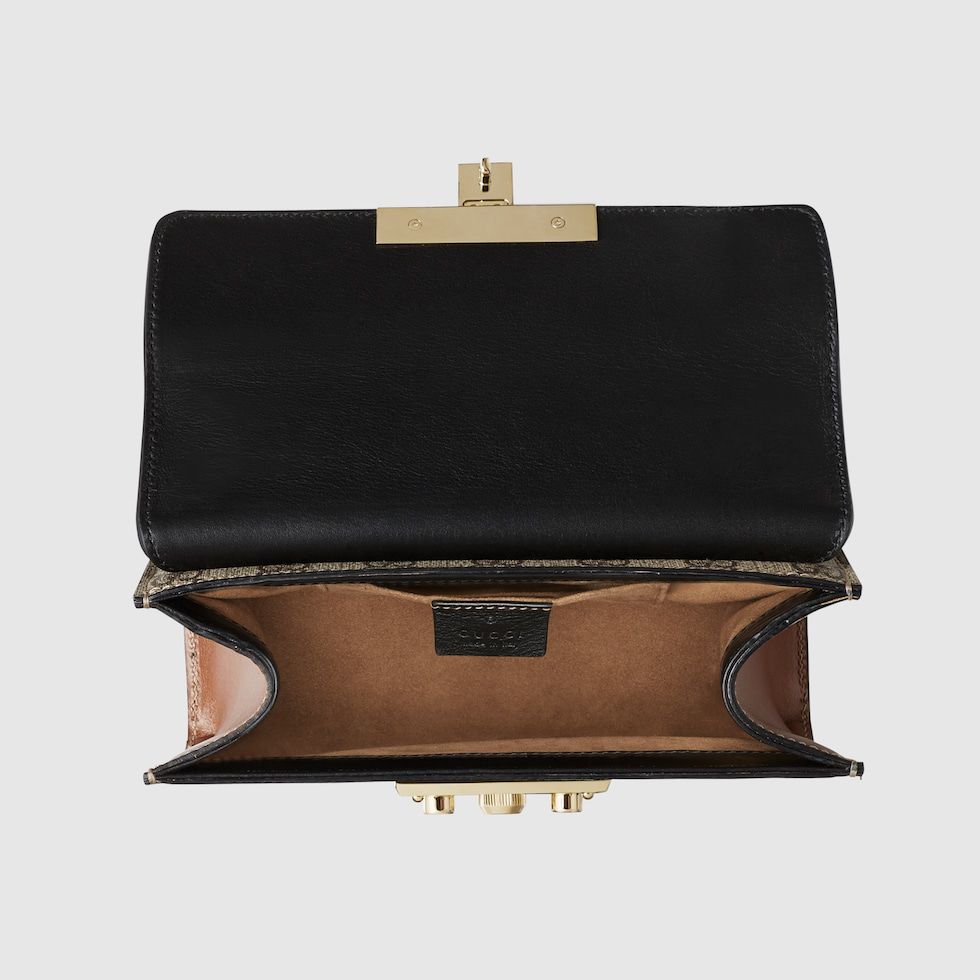 GUCCI RESTOCK – GG Supreme Padlock Women Shoulder Bag (Black/Grey)