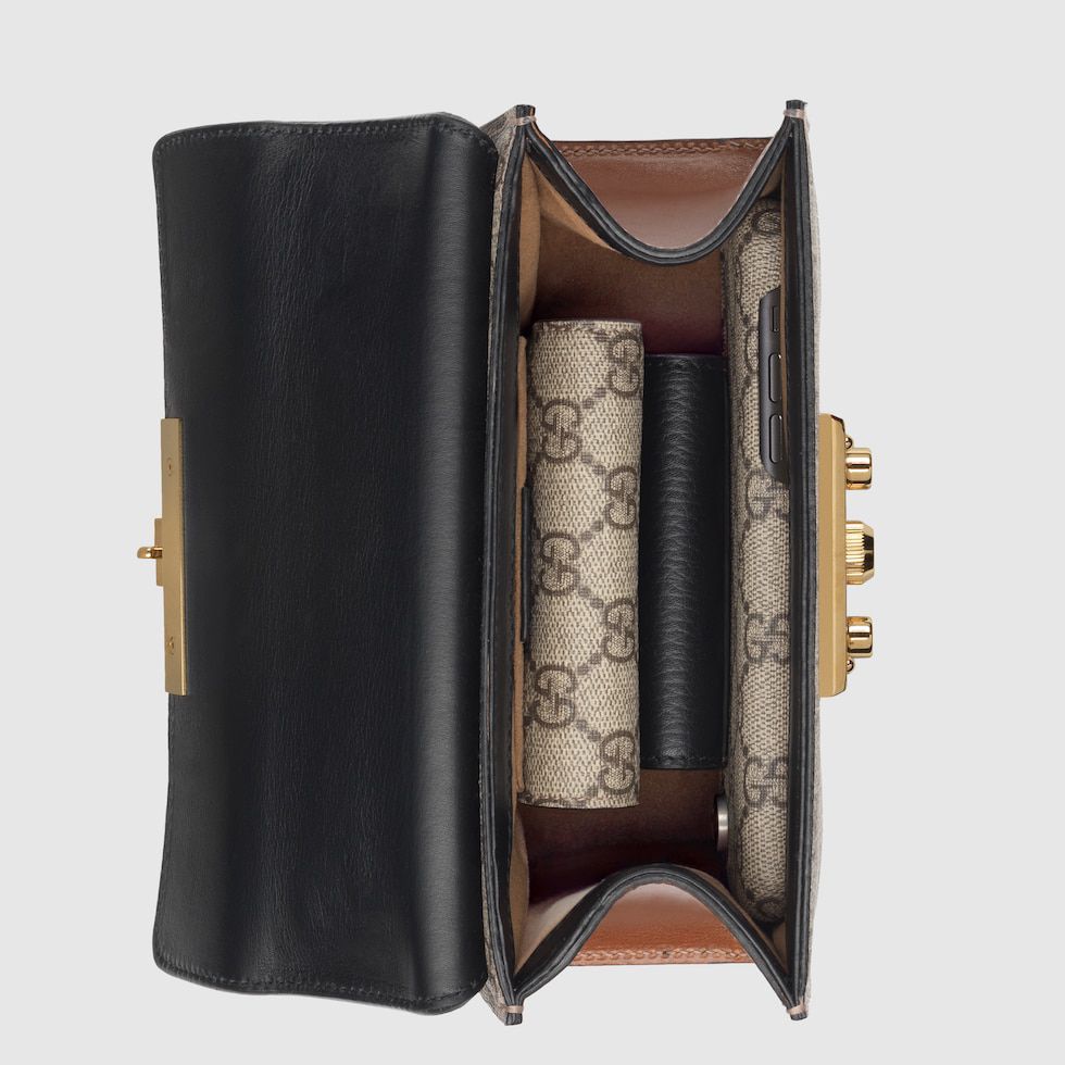 GUCCI RESTOCK – GG Supreme Padlock Women Shoulder Bag (Black/Grey)