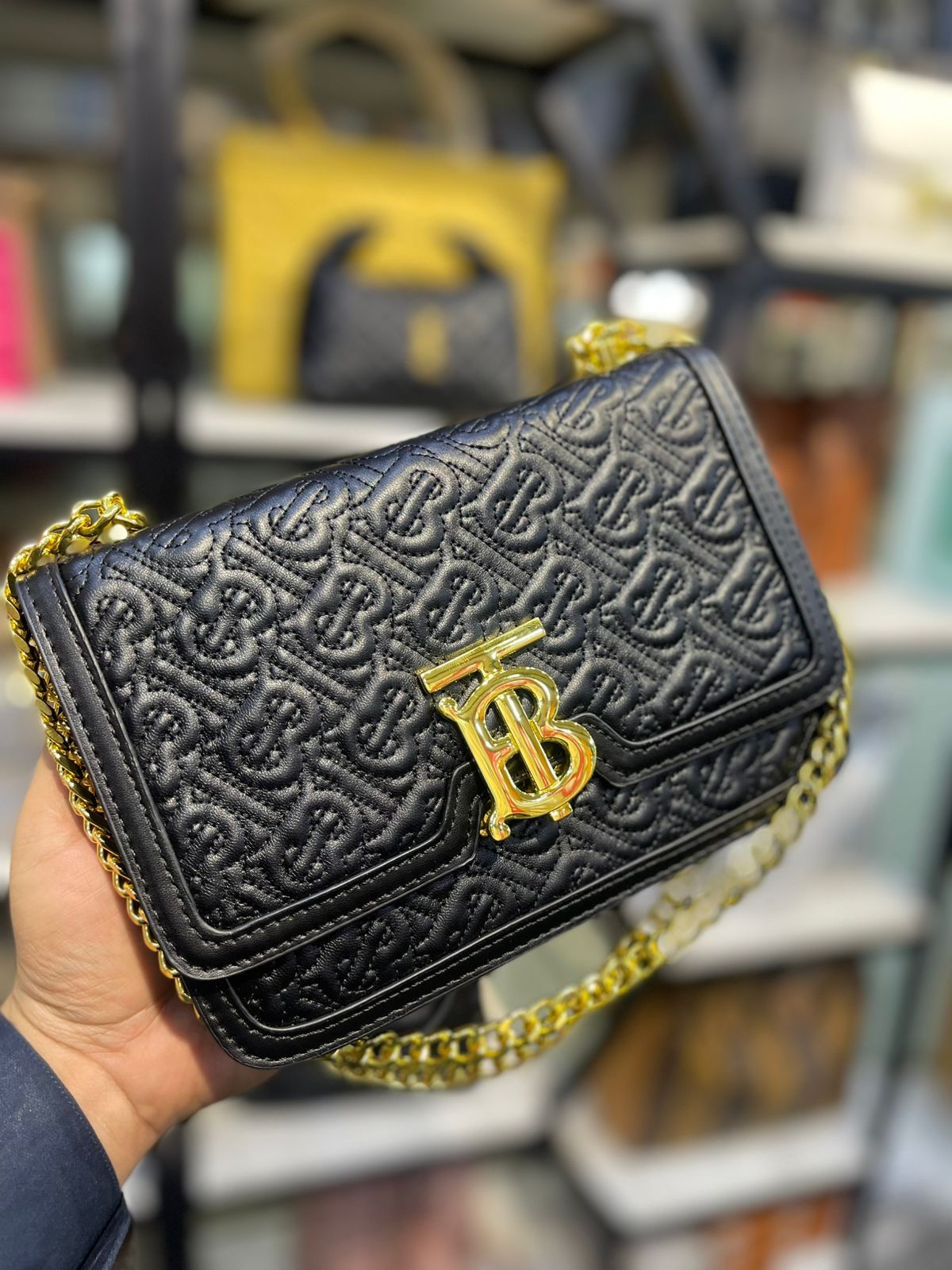 BURBERRY TB Small Shoulder – Women Bag (With Chain Strap)
