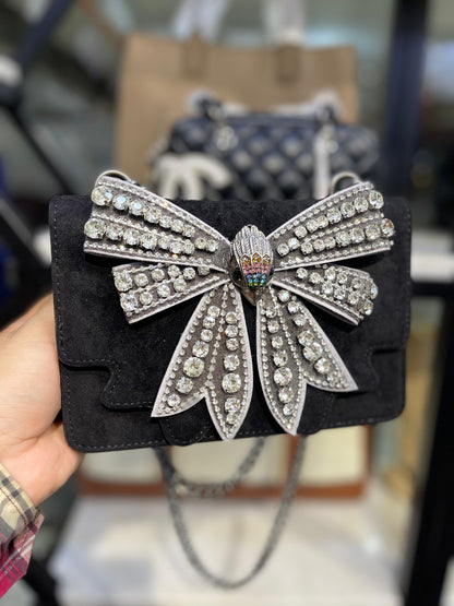 KURT GEIGER Small Shoreditch Bow – Women Bag (Crystal Embellished) (black)