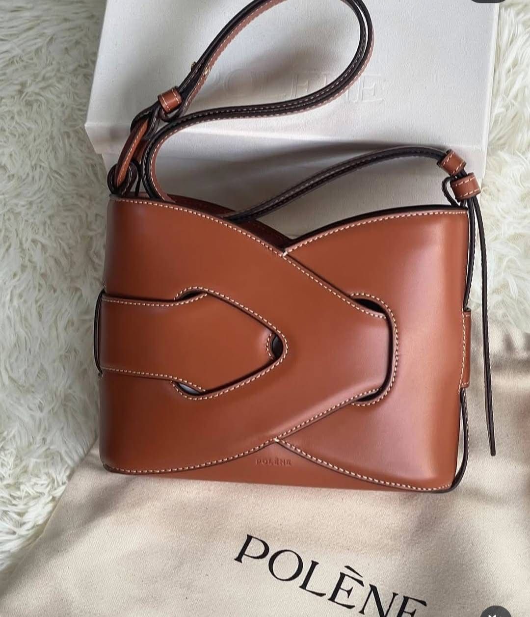 POLENE Nodde – Women Bag (Interlaced Leather Design) (Brown)