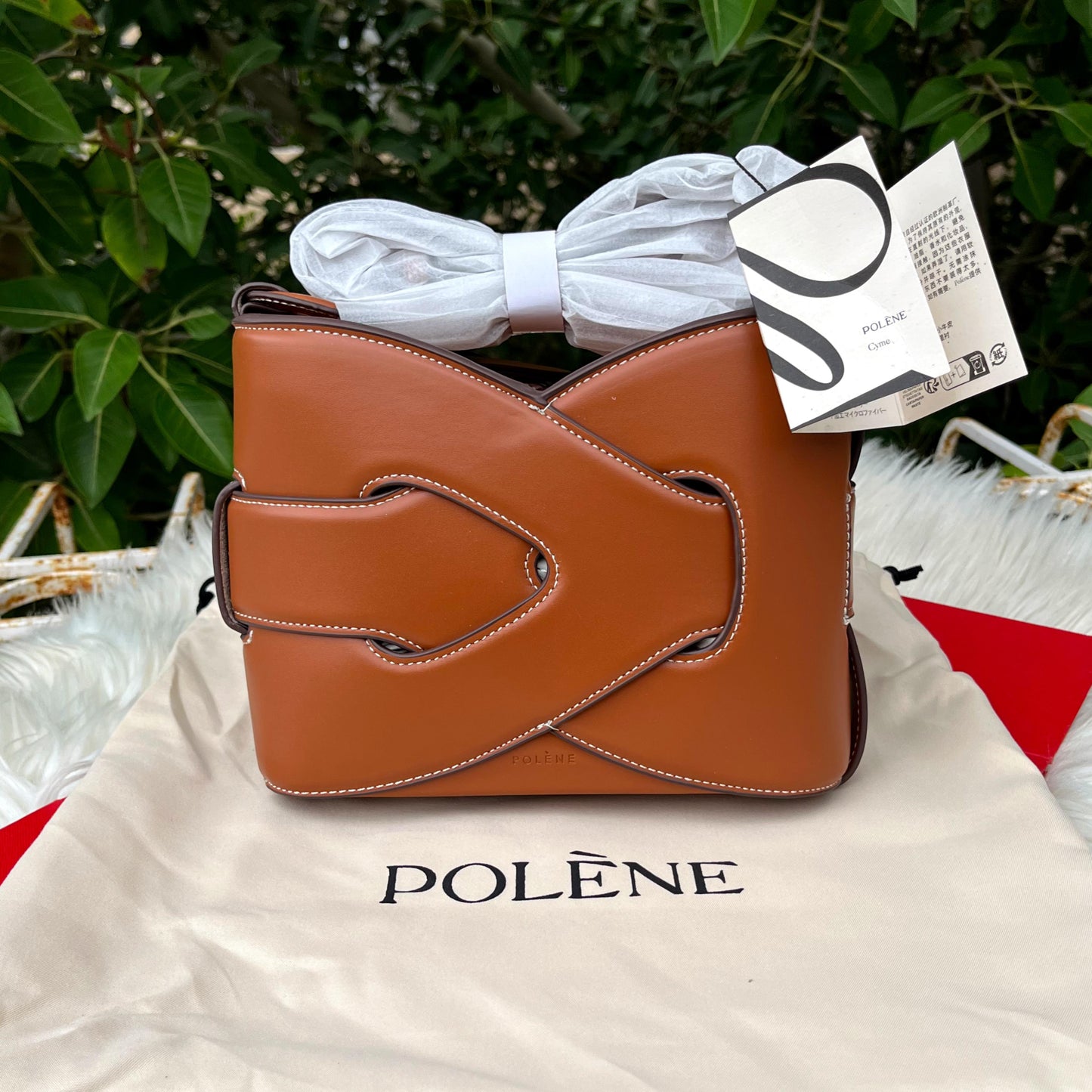 POLENE Nodde – Women Bag (Interlaced Leather Design) (Brown)