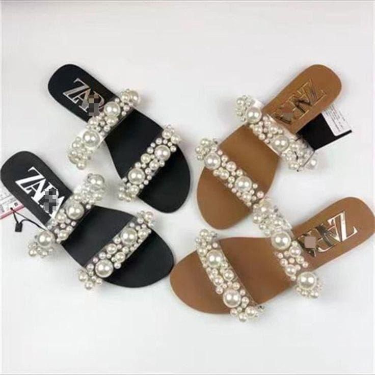 ZARA Women Slippers – With Brand Box (White/Black)
