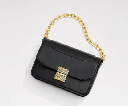 CHARLES &amp; KEITH Women Bag – Belted Design with Push-Lock Closure (Black)