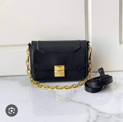 CHARLES &amp; KEITH Women Bag – Belted Design with Push-Lock Closure (Black)