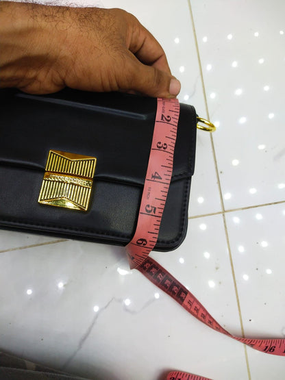 CHARLES &amp; KEITH Women Bag – Belted Design with Push-Lock Closure (Black)