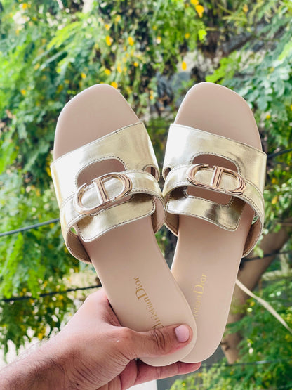 New Arrival – Christian Dior Flats (Golden Beige)