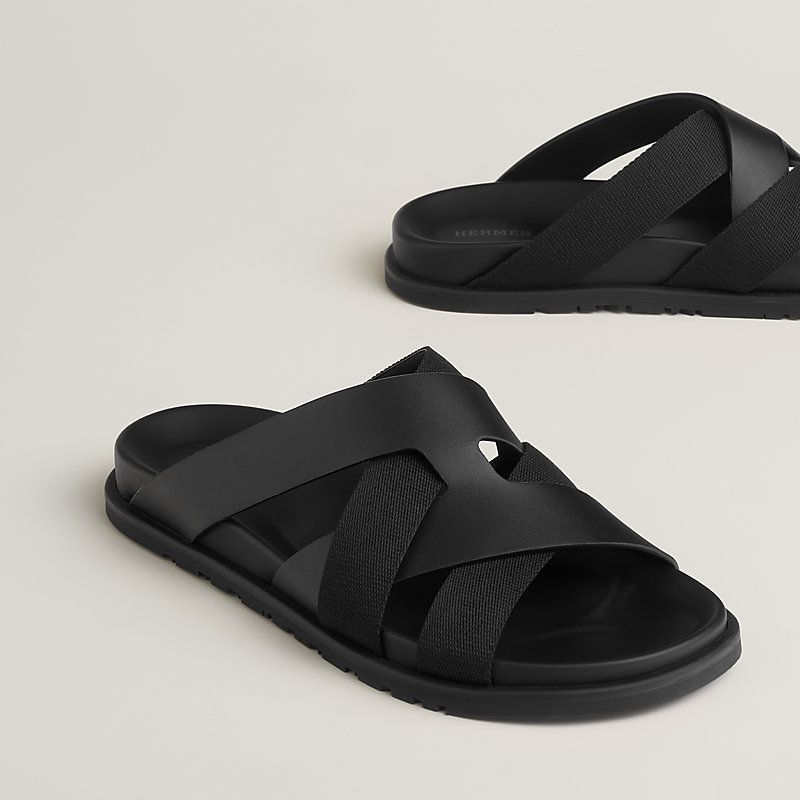 HERMÈS Kazimir Sandal – Unisex Comfort & Style (Black)