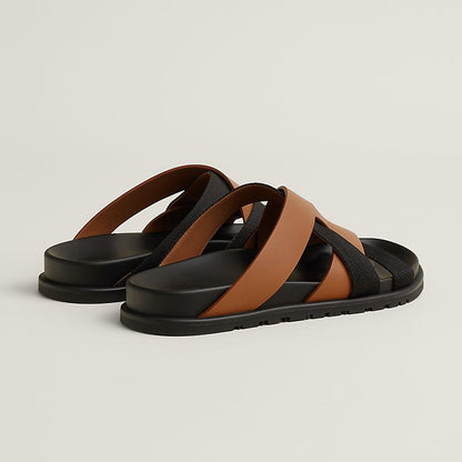 HERMÈS Kazimir Sandal – Unisex Comfort & Style (Brown & Black)
