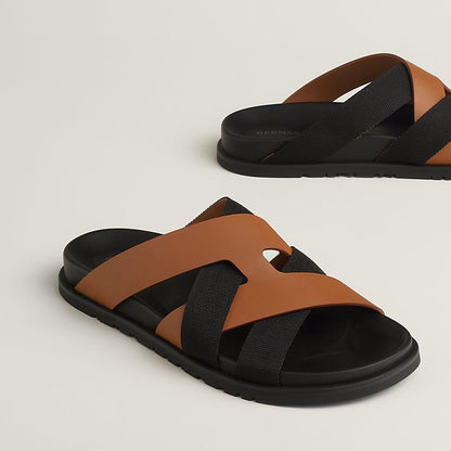 HERMÈS Kazimir Sandal – Unisex Comfort & Style (Brown & Black)