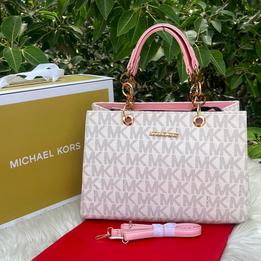 MICHAEL KORS – Elegant Handbag with Long Belt (White)