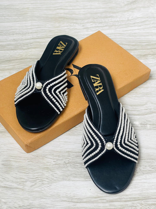 RESTOCKED – ZARA Embroidered Flats (Black)