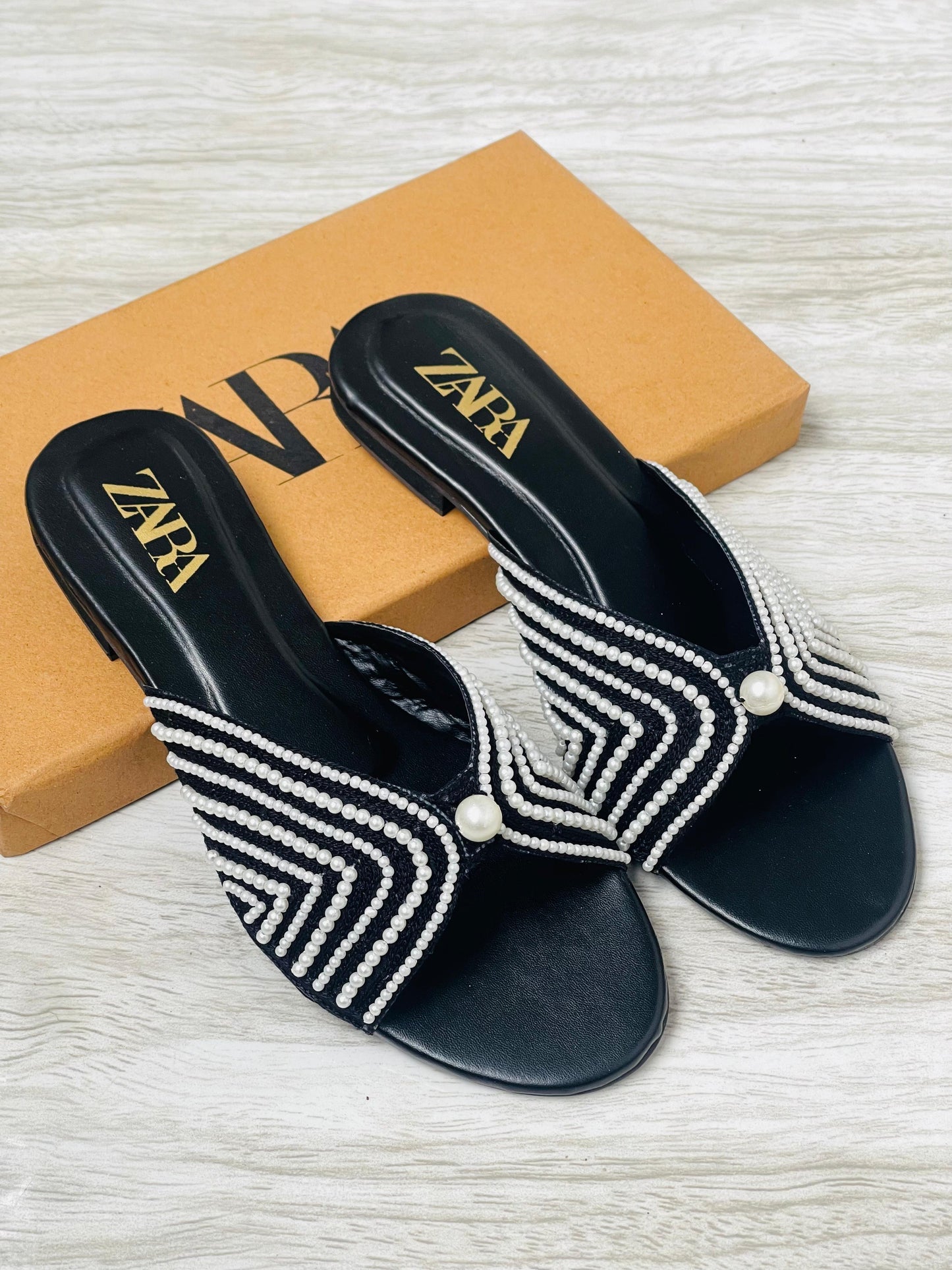 RESTOCKED – ZARA Embroidered Flats (Black)