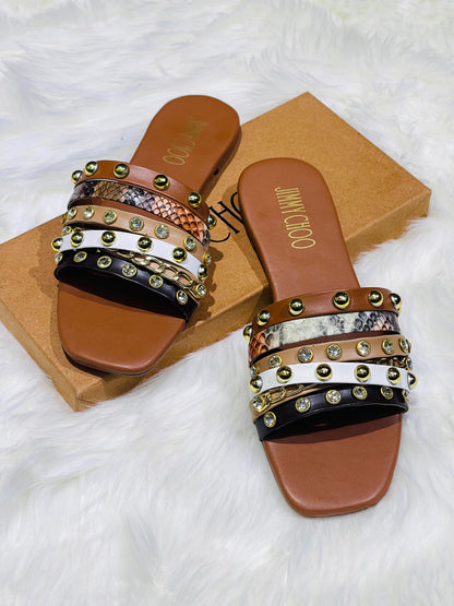 NEW ARRIVAL – Jimmy Choo Studs Flats (Brown)