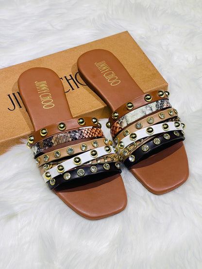 NEW ARRIVAL – Jimmy Choo Studs Flats (Brown)