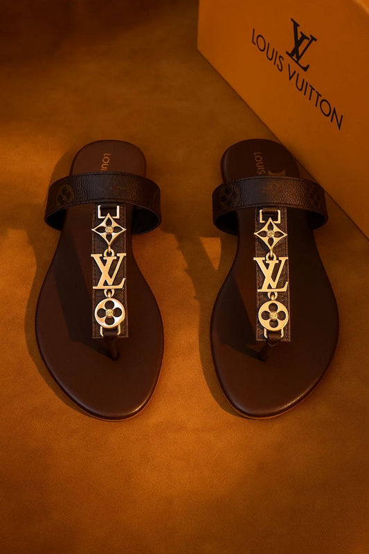 Louis Vuitton Flat Slippers – Premium Comfort & Style (Chocolate)