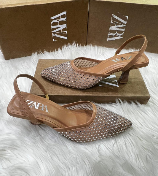 ZARA NEW ARRIVAL – Women Stone Heel (Brown)